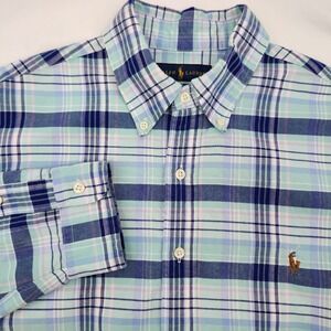 Ralph Lauren Mens Classic Fit Plaid Button Down Shirt Large Pastel Logo Pony